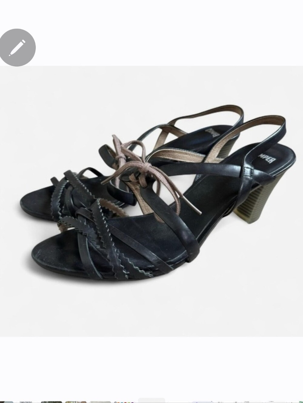 Black And Taupe Strappy Sandal